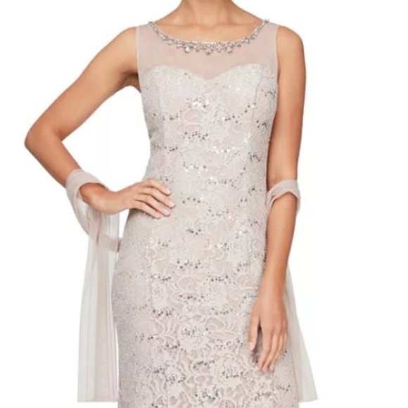 Alex Evenings Women's Embellished Keyhole Gown Blue Size 24W main image 1